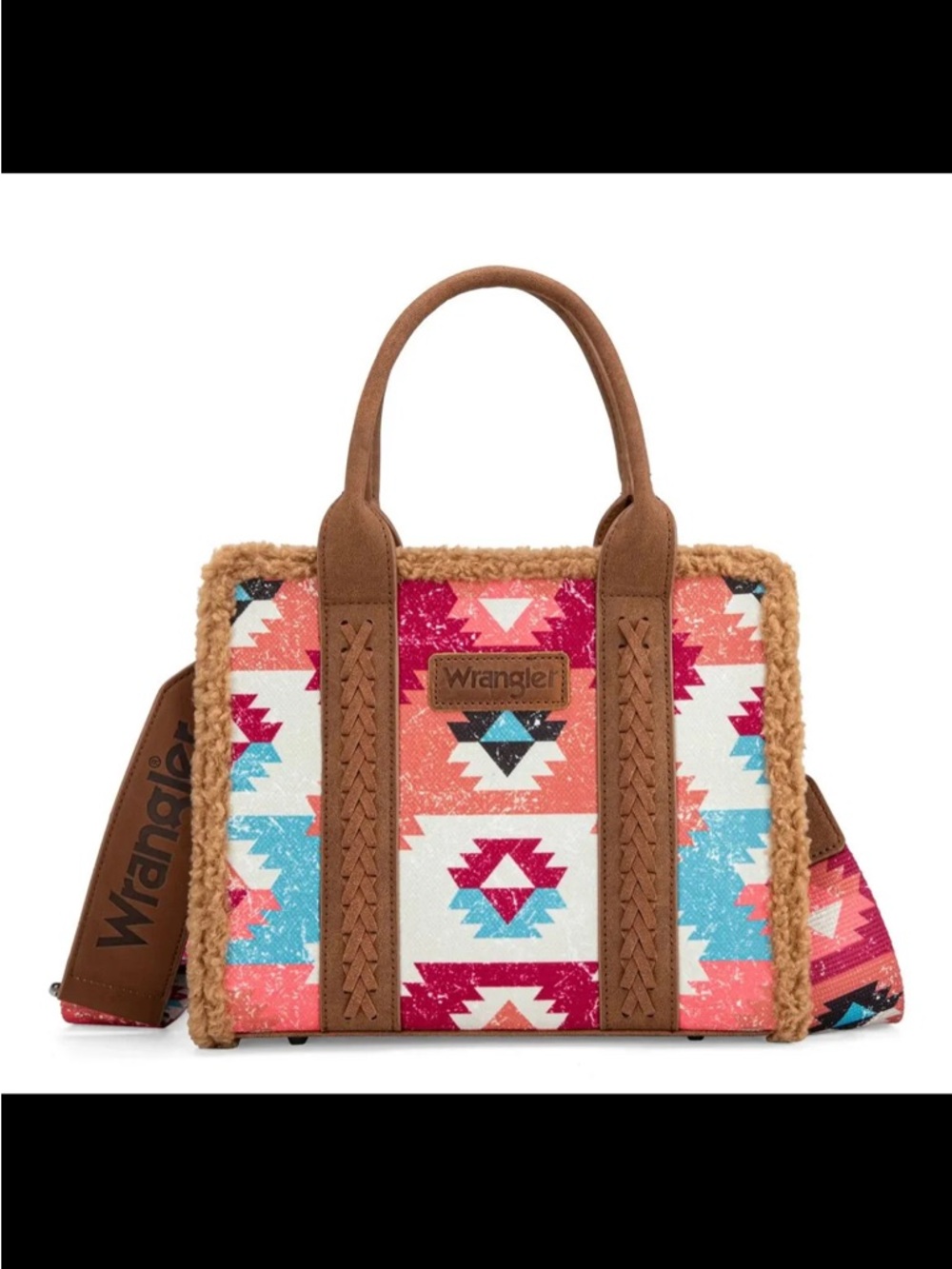 Wrangler Aztec Satchel with Coral, Turquoise & Fuchsia Accents